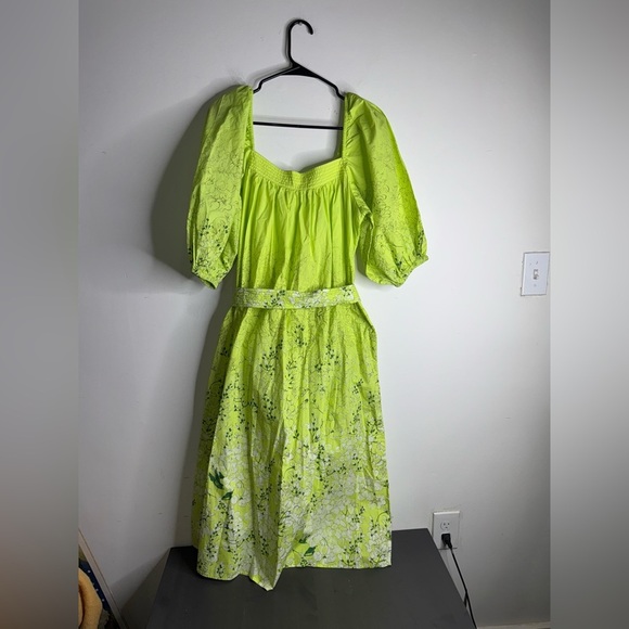 Ann Mashburn Floral Nicolette Dress- Lime - Picture 5 of 13